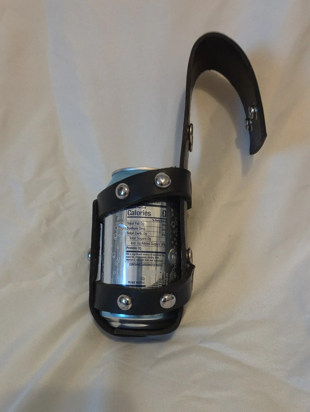 Black Leather Drink Holder Can Or Bottle Carrier